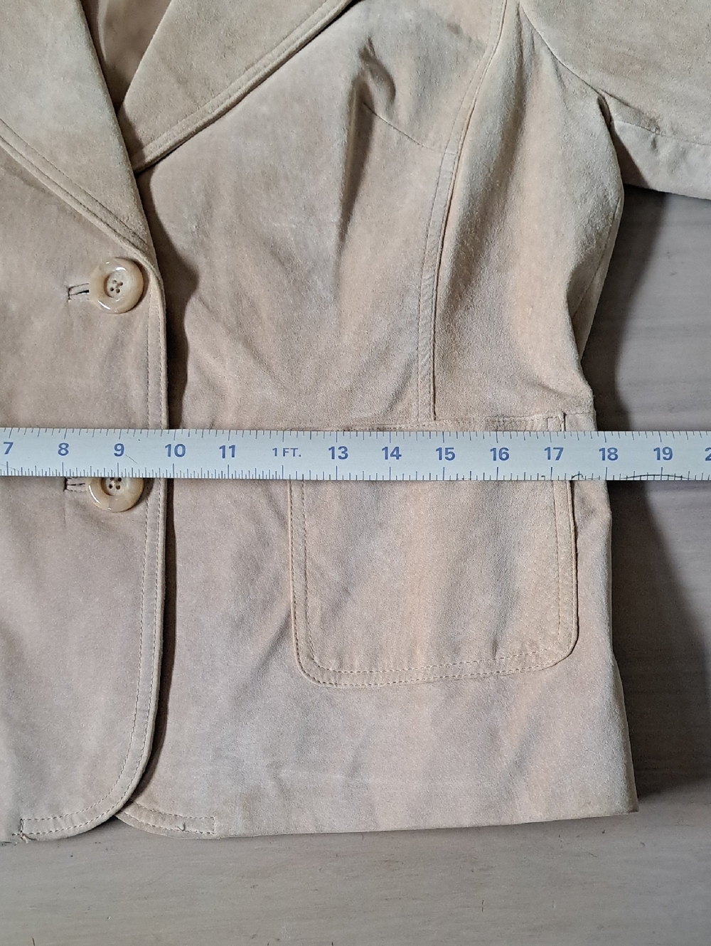 Mossimo Genuine Suede Leather Y2K Classic Soft Beige Tailored Blazer Jacket - Picture 9 of 13
